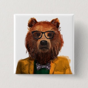 Badge Carré 5 Cm Ours habillé par meilleur