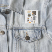 Badge Carré 5 Cm Outils de machine à café (En situation)