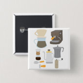 Badge Carré 5 Cm Outils de machine à café (Devant & derrière)