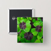 Badge Carré 5 Cm Oxalis Feuille - Rouge et vert (Devant & derrière)