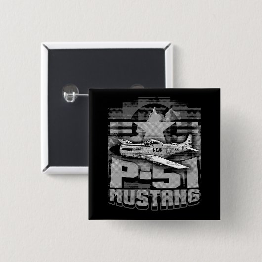 Badge Carré 5 Cm P-51 Mustang (Devant & derrière)