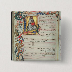 Badge Carré 5 Cm Page de notation musicale avec historiated