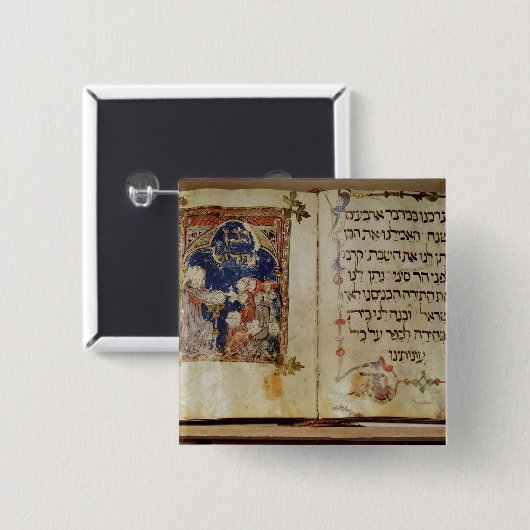 Badge Carré 5 Cm Page d'un Haggadah (Devant & derrière)