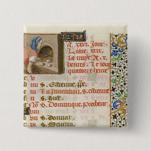 Badge Carré 5 Cm Pain de cuisson, d'un livre des heures