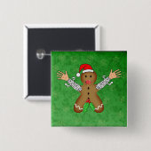 Badge Carré 5 Cm Pain d'épices zombie (Devant & derrière)