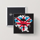 Badge Carré 5 Cm Paint Strokes British S-Shield (Devant & derrière)