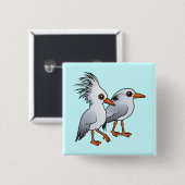 Badge Carré 5 Cm Paires de Kagu (Devant & derrière)