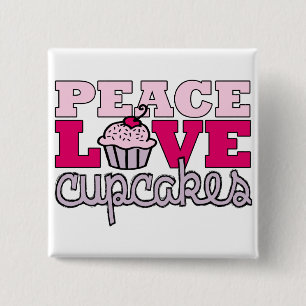 Badge Carré 5 Cm Paix, amour et petits gâteaux !