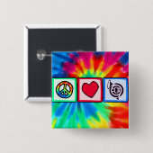 Badge Carré 5 Cm Paix, amour, klaxons (Devant & derrière)