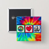 Badge Carré 5 Cm Paix, amour, pandas (Devant & derrière)