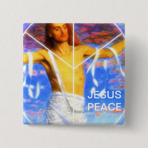 BADGE CARRÉ 5 CM PAIX DE JÉSUS