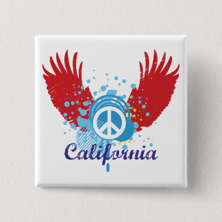 Badge Carré 5 Cm Paix de la Californie