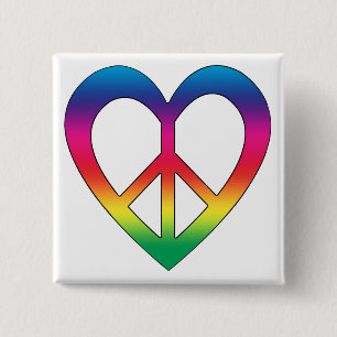 Badge Carré 5 Cm Paix et amour