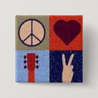Badge Carré 5 Cm Paix et amour