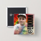 Badge Carré 5 Cm paix pour Kyle (Devant & derrière)