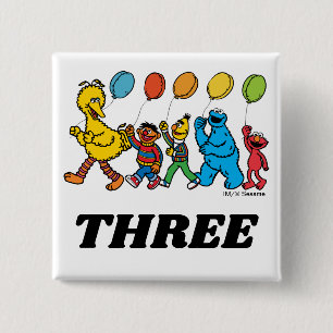 Badge Carré 5 Cm Pal de rue Sésame Ballons d'anniversaire 3