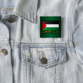 Badge Carré 5 Cm Palestine libre (arabe) (En situation)