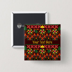 Badge Carré 5 Cm Palestine Tatreez Broderie traditionnelle