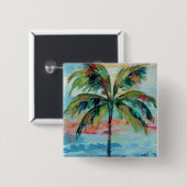 Badge Carré 5 Cm Palmier tropical de | (Devant & derrière)