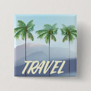 Badge Carré 5 Cm Palmiers de voyage