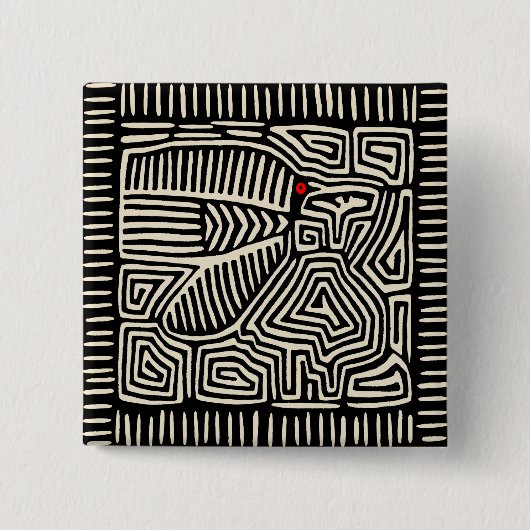 Badge Carré 5 Cm Panama Kuna Indian Mola Pajaro - noir blanc (Devant)