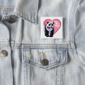Badge Carré 5 Cm Panda Bear Saint Valentin (En situation)
