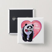 Badge Carré 5 Cm Panda Bear Saint Valentin (Devant & derrière)