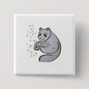 Badge Carré 5 Cm Panda Bears