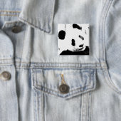 Badge Carré 5 Cm Panda noir et blanc (En situation)