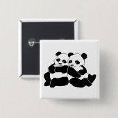 Badge Carré 5 Cm Pandas (Devant & derrière)