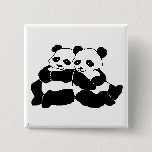 Badge Carré 5 Cm Pandas (Devant)