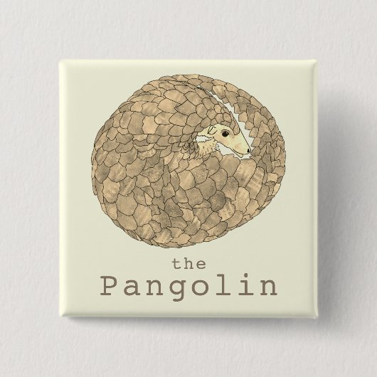 Badge Carré 5 Cm Pangolin Espèces en péril Faune Animal Art Sq (Devant)