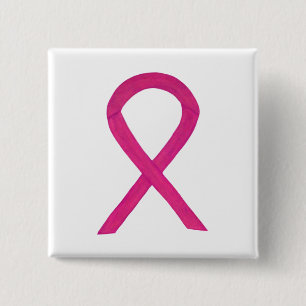Badge Carré 5 Cm Paniers d'art personnalisés Hot Pink Awareness