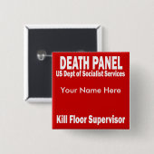 Badge Carré 5 Cm Panneau de la mort - surveillant de plancher de (Devant & derrière)