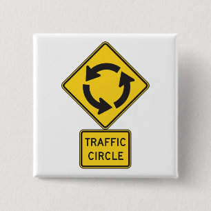 Badge Carré 5 Cm Panneau de signalisation de rond-point jaune diama