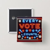 Badge Carré 5 Cm Panneau de vote Neon Rappel (Devant & derrière)