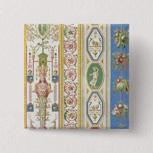 Badge Carré 5 Cm Panneau du bungalow de Raphael à Vatican, engr (Devant)