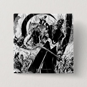 Badge Carré 5 Cm Panneau noir de corps de lanterne - noir et blanc