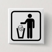 Badge Carré 5 Cm panneau poubelle (Devant)