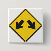 Badge Carré 5 Cm Panneau routier d'avertissement de deux flèches ve (Devant)