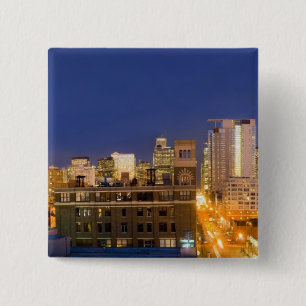 Badge Carré 5 Cm panorama de Chicago, Illinois, pris depuis West Lo