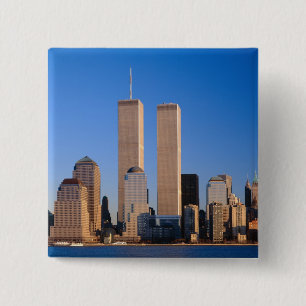 Badge Carré 5 Cm Panorama de Manhattan et fleuve Hudson, New York,