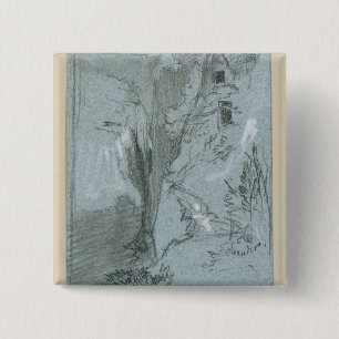 Badge Carré 5 Cm Pantalica, des 'vues de la Sicile (craie et