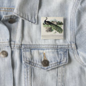 Badge Carré 5 Cm Paon (En situation)