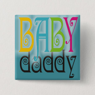 Badge Carré 5 Cm Papa de bébé - neutre de genre