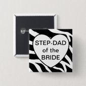 Badge Carré 5 Cm Papa d'étape de la jeune mariée (Devant & derrière)