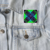 Badge Carré 5 Cm Papa Fancy Texte Vert Bleu Arrière - plan (En situation)