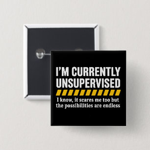 Badge Carré 5 Cm Papa sarcastique Fête des pères Actuellement sans