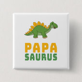 Badge Carré 5 Cm Papasaurus Dinosaur Stegosaurus Fête des pères (Devant)