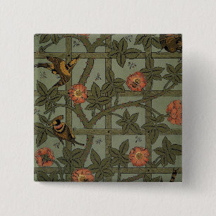 Badge Carré 5 Cm Papier peint en treillis de William Morris
